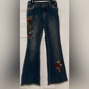Embroidered Flare Youth Girl Jeans - Size 12